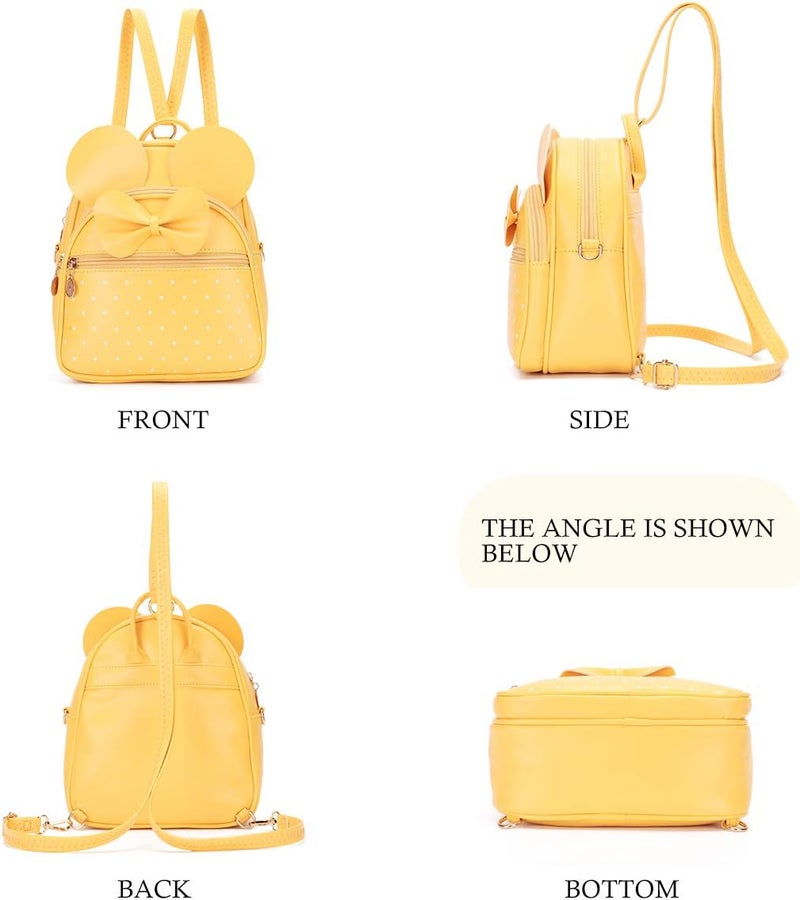 KL928 Girls Mini Backpack Bowknot Polka Dot Cute Small Daypacks Convertible Shoulder Bag Purse for Women - Image 4